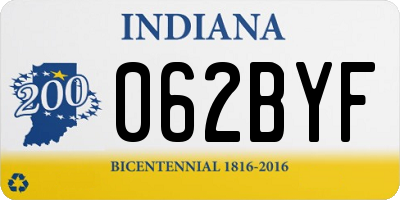 IN license plate 062BYF