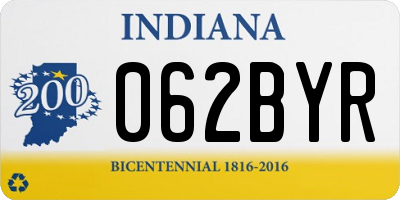 IN license plate 062BYR