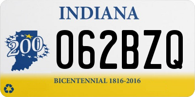 IN license plate 062BZQ