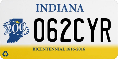 IN license plate 062CYR