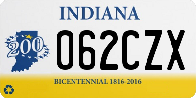 IN license plate 062CZX