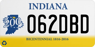 IN license plate 062DBD