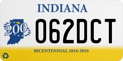 IN license plate 062DCT