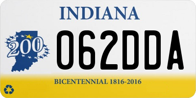 IN license plate 062DDA