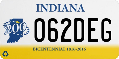IN license plate 062DEG