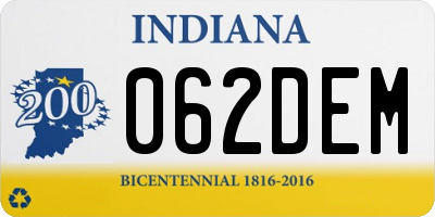 IN license plate 062DEM