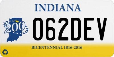 IN license plate 062DEV