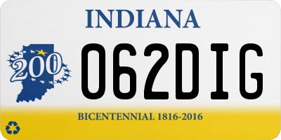 IN license plate 062DIG