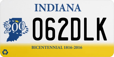 IN license plate 062DLK