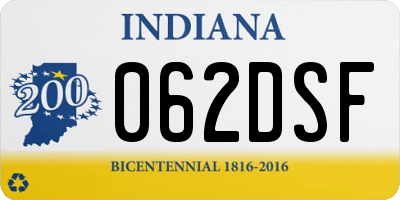 IN license plate 062DSF