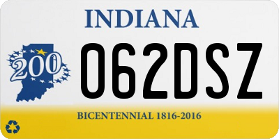 IN license plate 062DSZ