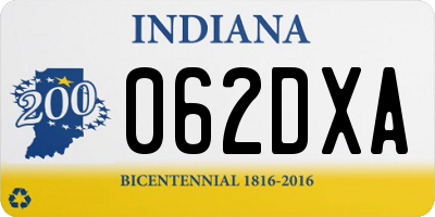 IN license plate 062DXA