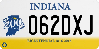 IN license plate 062DXJ