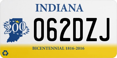 IN license plate 062DZJ