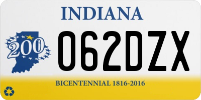 IN license plate 062DZX