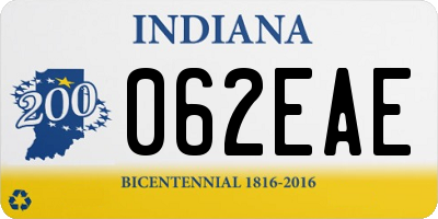 IN license plate 062EAE
