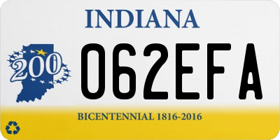 IN license plate 062EFA
