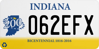 IN license plate 062EFX