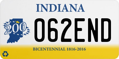 IN license plate 062END
