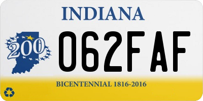 IN license plate 062FAF