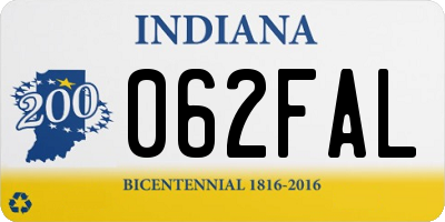 IN license plate 062FAL