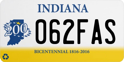 IN license plate 062FAS