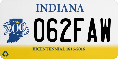 IN license plate 062FAW