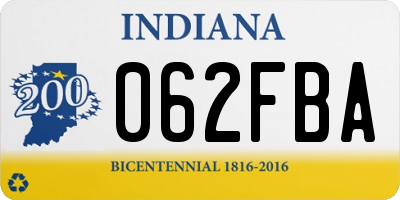IN license plate 062FBA