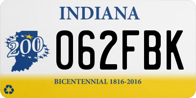 IN license plate 062FBK