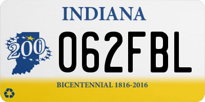 IN license plate 062FBL