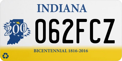 IN license plate 062FCZ