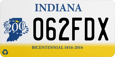 IN license plate 062FDX
