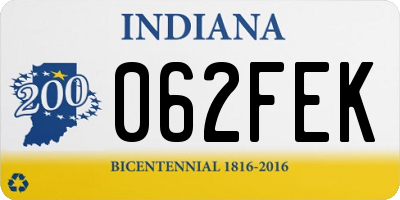 IN license plate 062FEK