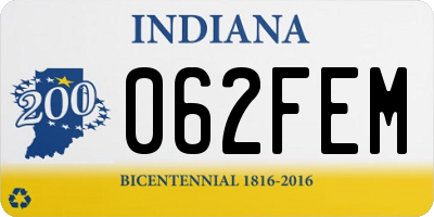 IN license plate 062FEM