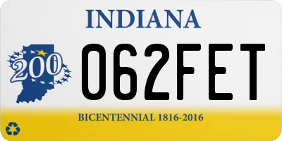 IN license plate 062FET