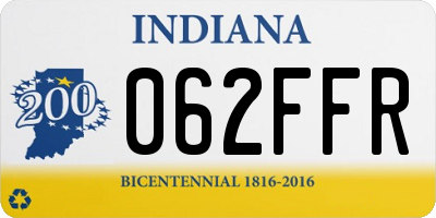 IN license plate 062FFR