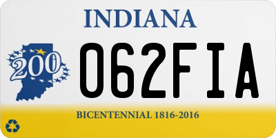 IN license plate 062FIA