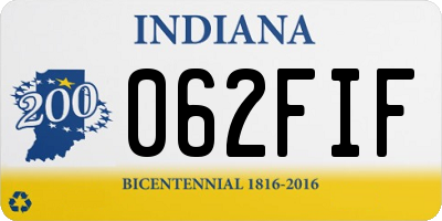 IN license plate 062FIF