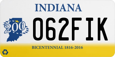 IN license plate 062FIK