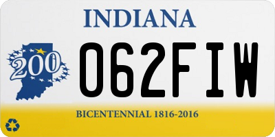 IN license plate 062FIW