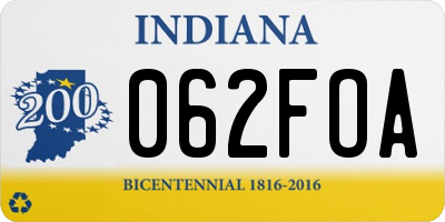 IN license plate 062FOA