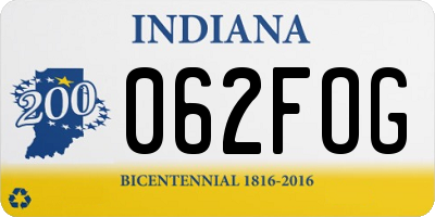 IN license plate 062FOG