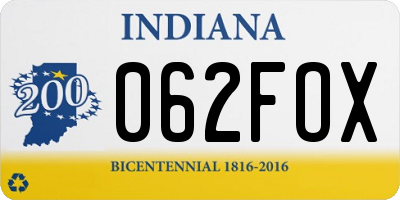 IN license plate 062FOX