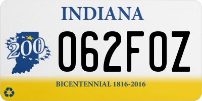 IN license plate 062FOZ