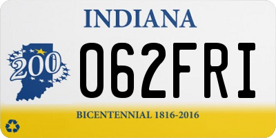 IN license plate 062FRI
