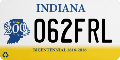 IN license plate 062FRL