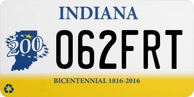 IN license plate 062FRT