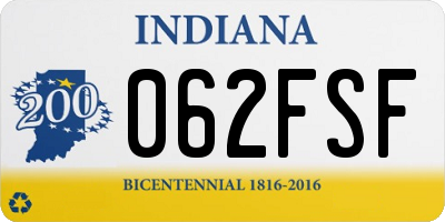 IN license plate 062FSF