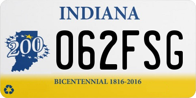IN license plate 062FSG
