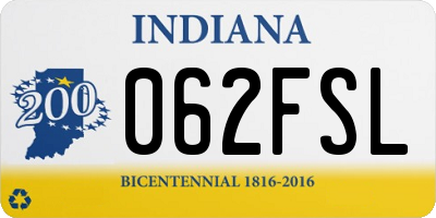 IN license plate 062FSL